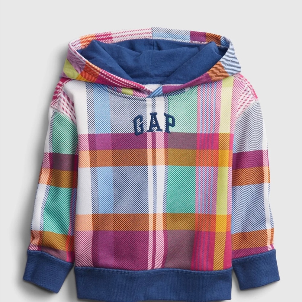 GAP Toddler Recycled Plaid Gap Logo Hoodie